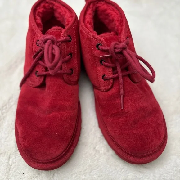 UGG Suede Fur Lined Neumal Boot Lace Up Chukka Ankle Boots - Picture 6 of 8